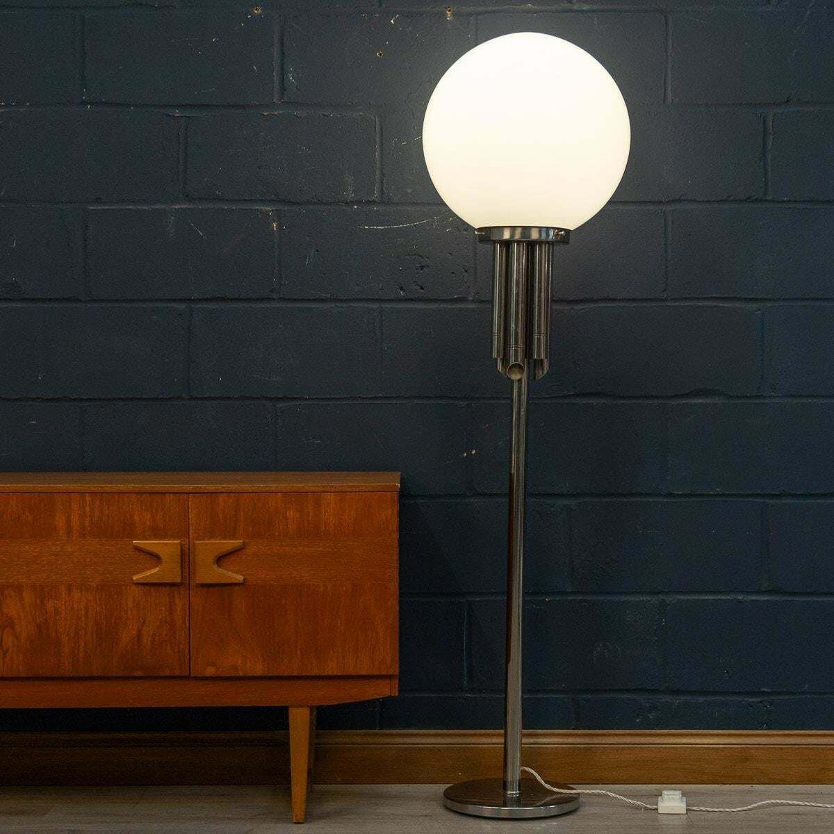 20th Century Floor Lamp With Hand Blown Venetian Glass Shade, Murano Italy photo for sale
