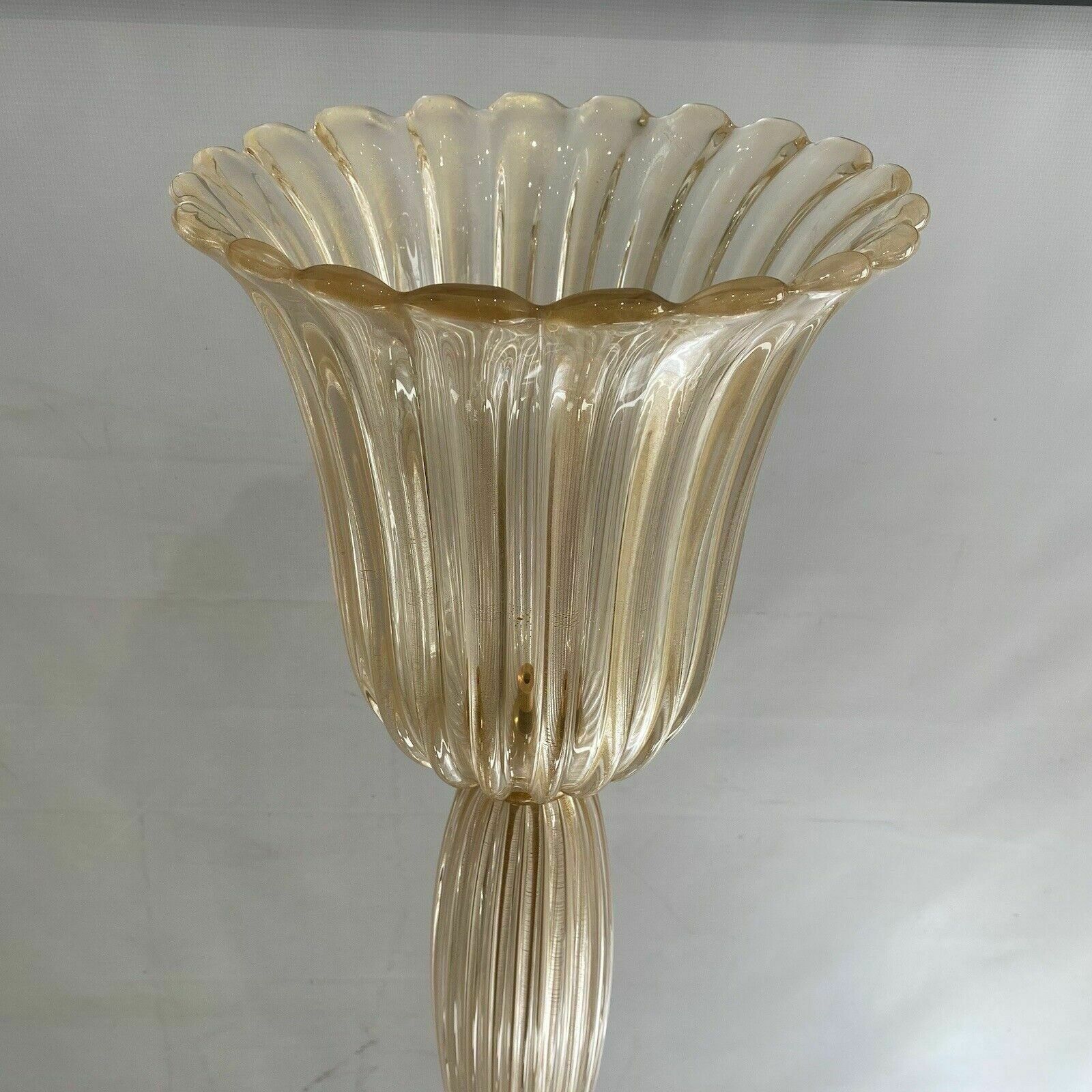 Signed Archimede Seguso Murano Glass Floor Lamp Gold Italian Art Deco 1980s photo buy