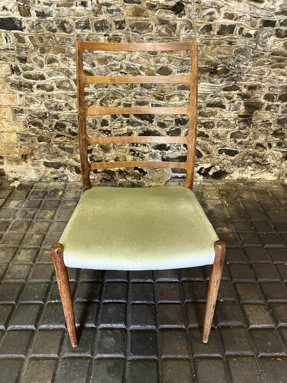 Set Of Eight (8) Danish Jl Møller High Ladder Back Dining Chairs, 1960s photo Furniture