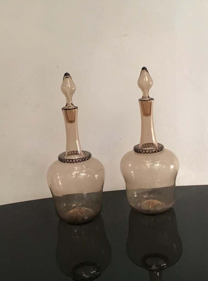 Venini Water And Wine Bottles Murano Glass, 1950, Italy photo furniture