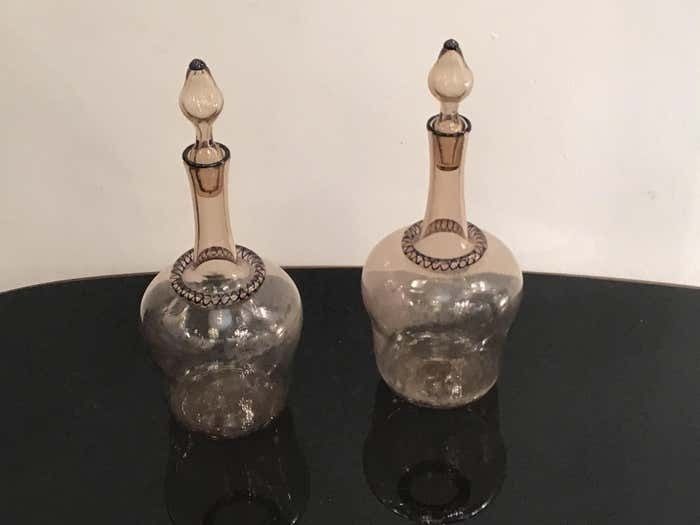 photo furniture Venini Water And Wine Bottles Murano Glass, 1950, Italy