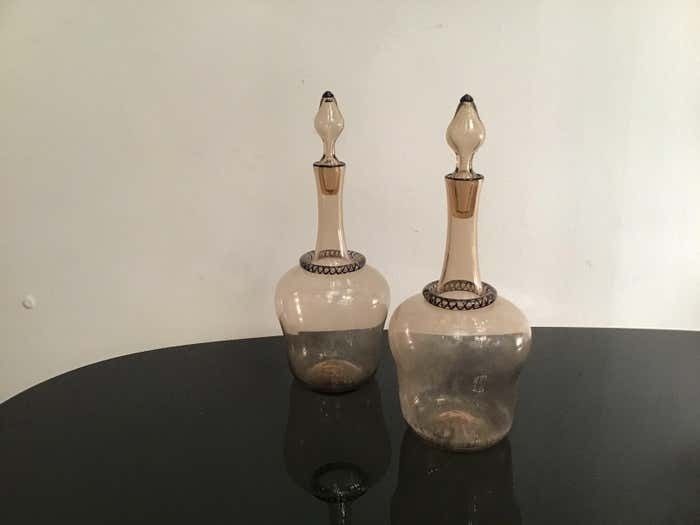 Home Decor Venini Water And Wine Bottles Murano Glass, 1950, Italy photo