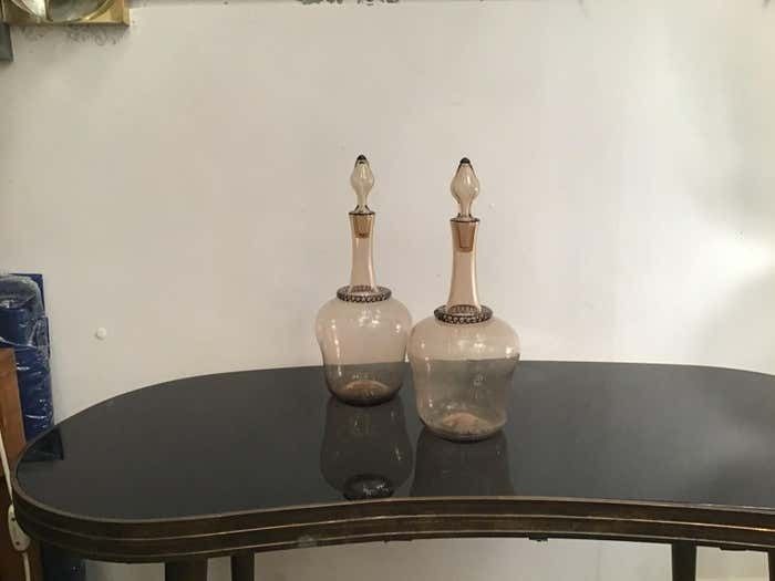 1338.0 Venini Water And Wine Bottles Murano Glass, 1950, Italy photo