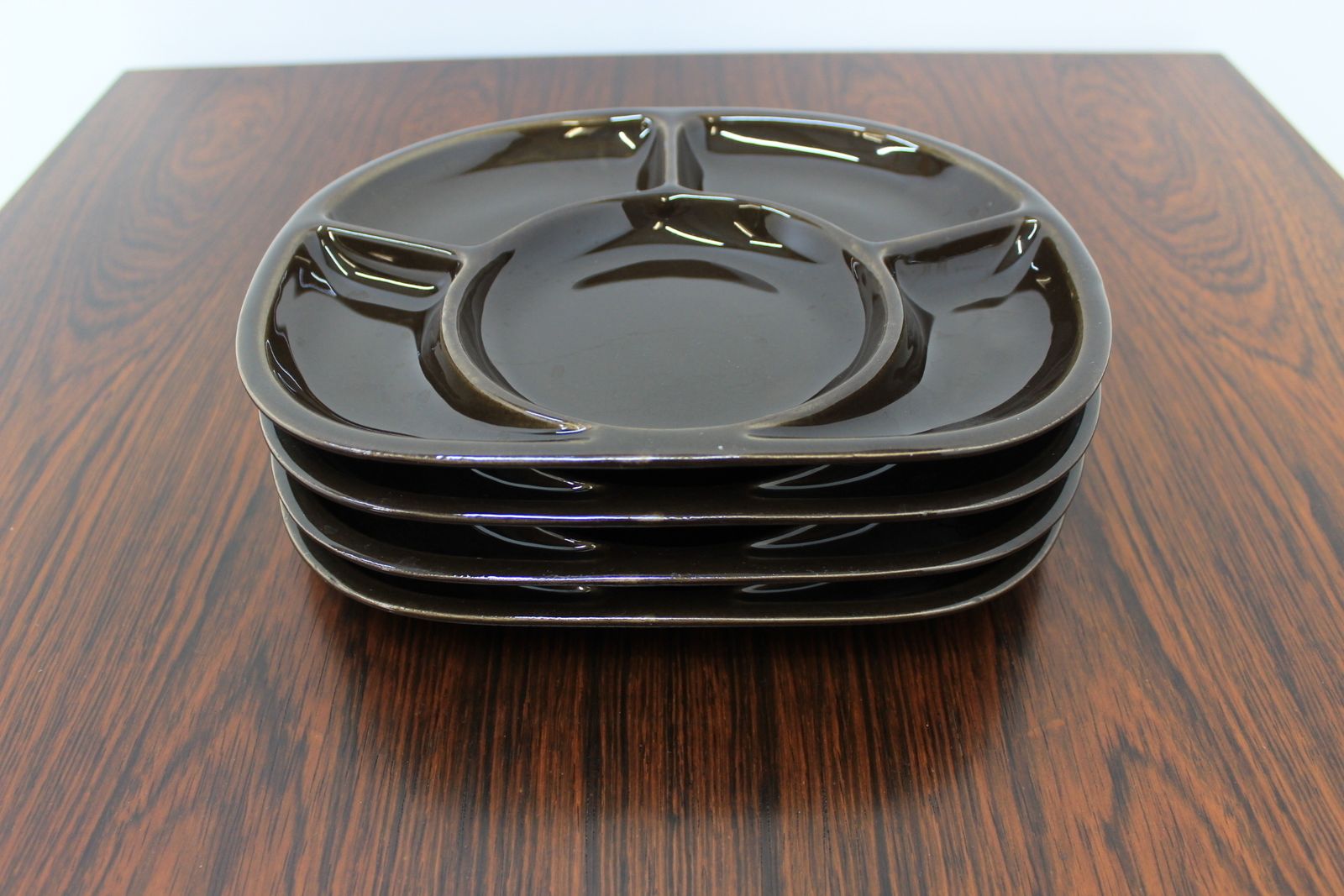 Set Of Four Fondue Plates, Gien Pottery, France, 1970s photo for sale