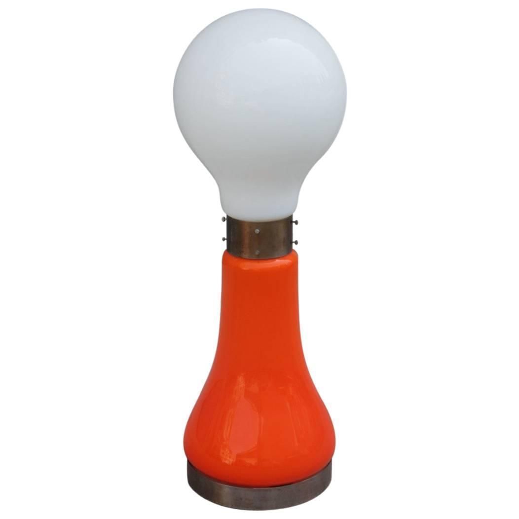 Carlo Nason Floor Lamp Pop Art 1960s Mazzega Design Orange White Color