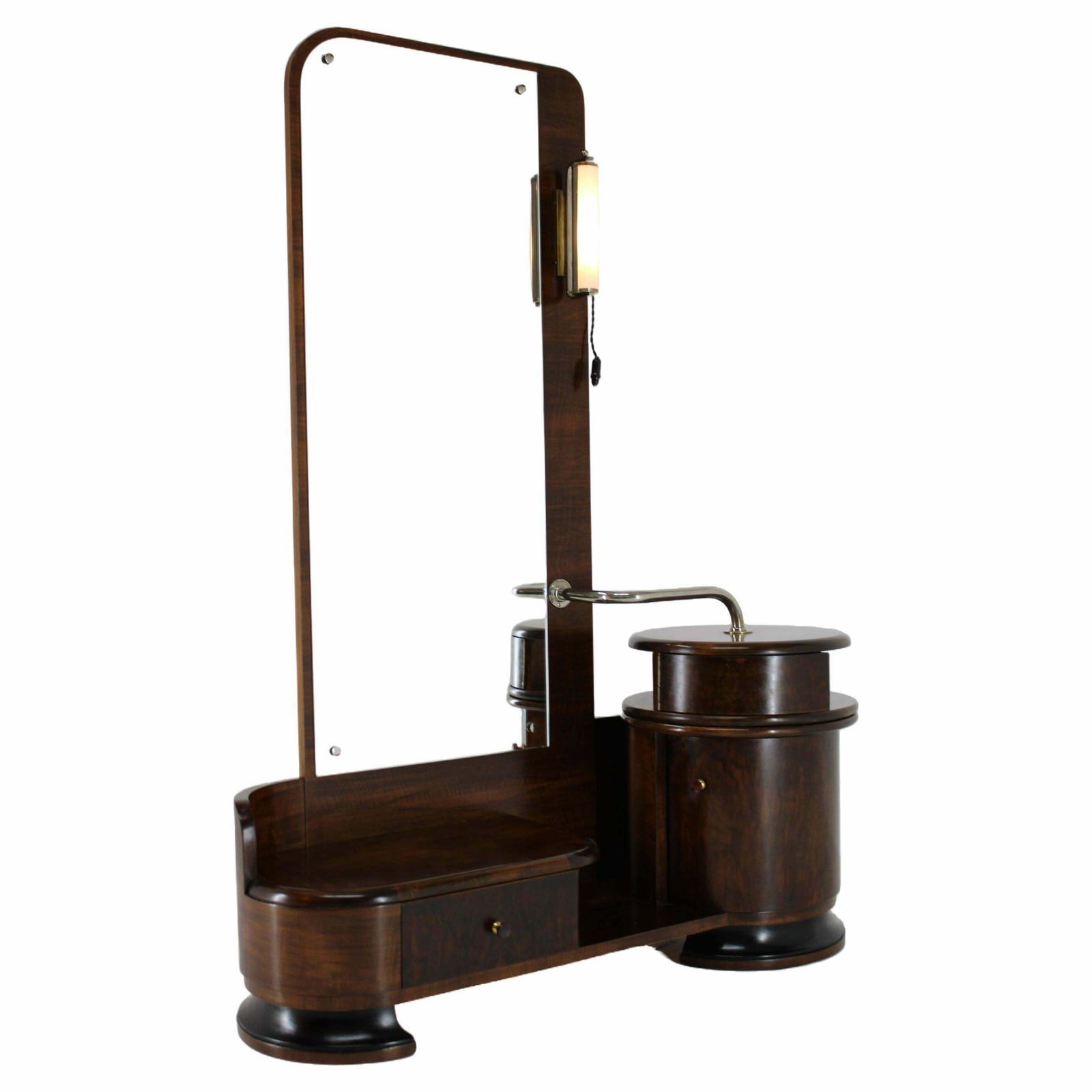 1930s Art Deco Toilet Cabinet With Mirror In Walnut, Czechoslovakia