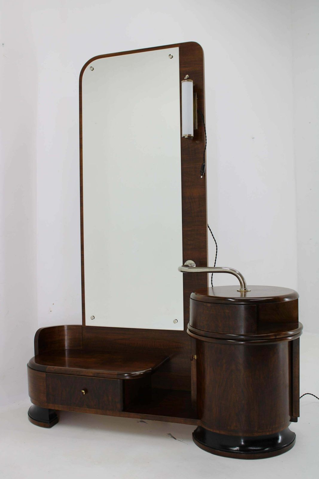 1930s Art Deco Toilet Cabinet With Mirror In Walnut, Czechoslovakia photo for sale