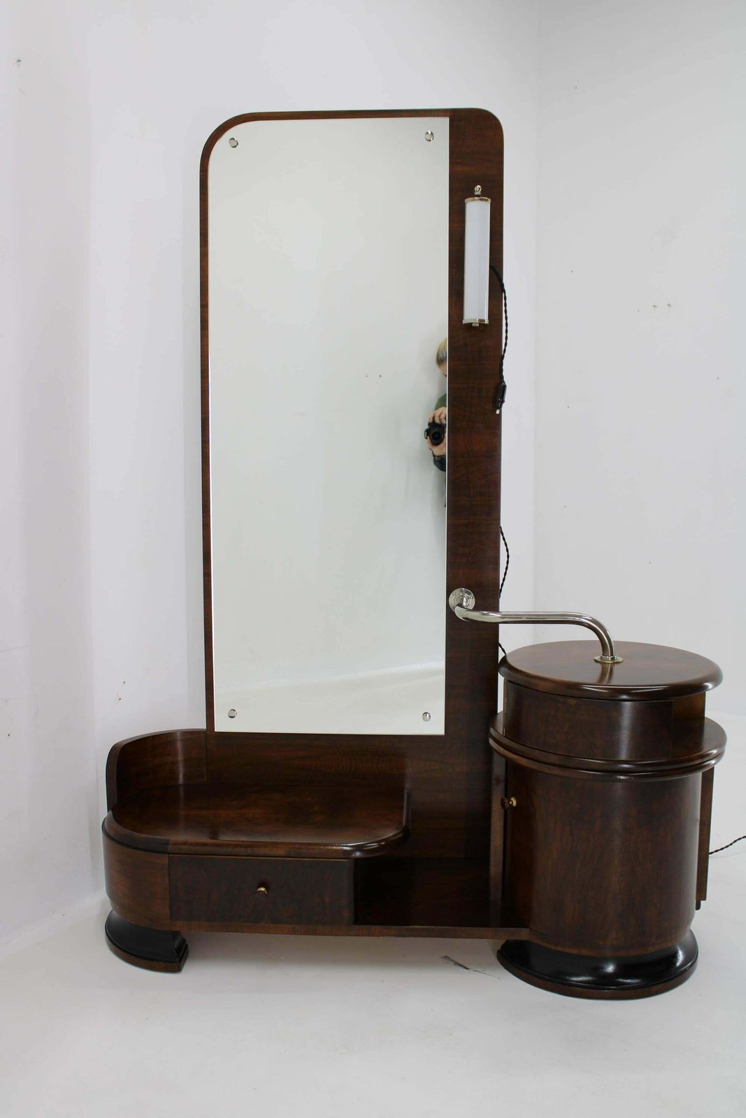 1930s Art Deco Toilet Cabinet With Mirror In Walnut, Czechoslovakia photo Furniture