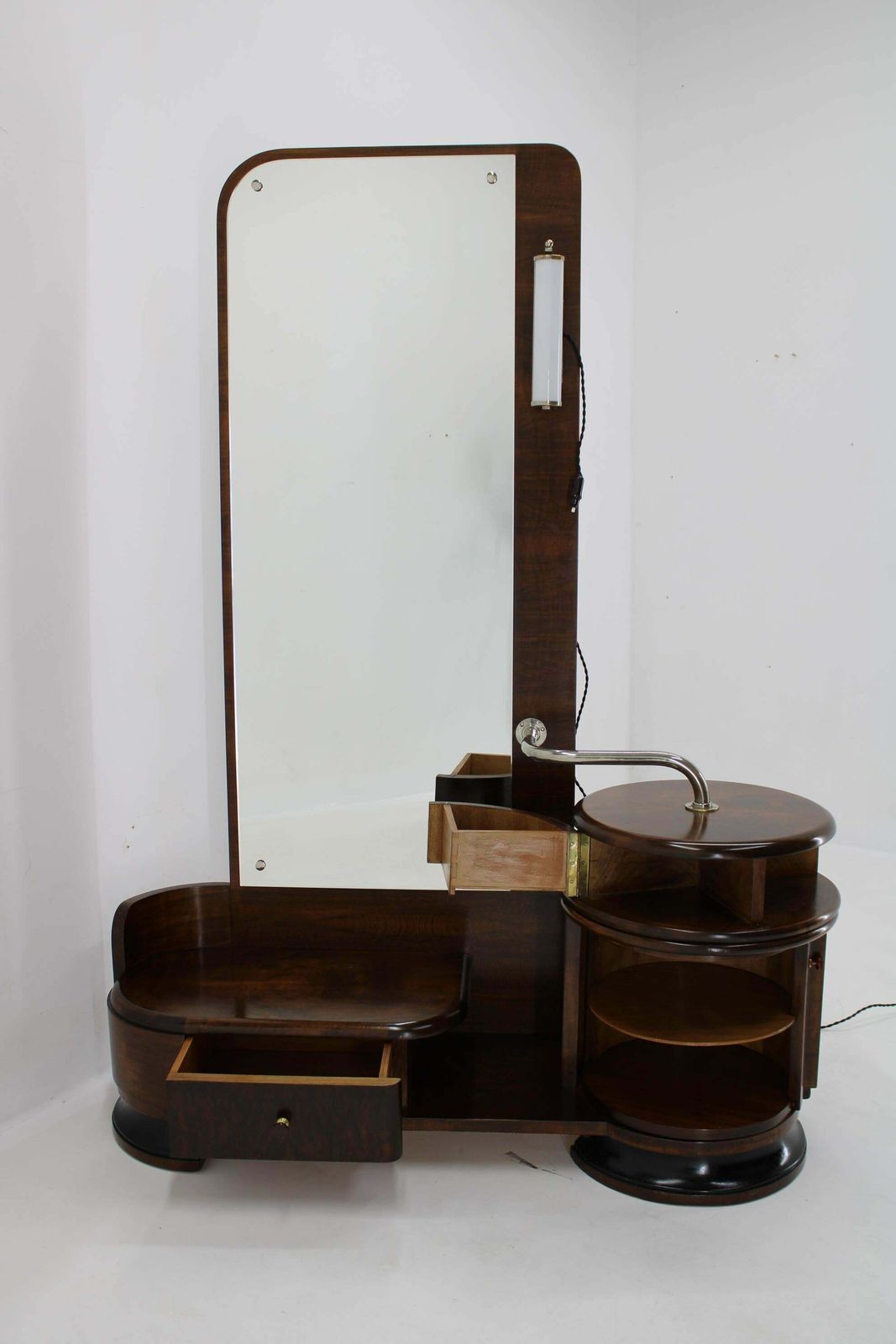 1930s Art Deco Toilet Cabinet With Mirror In Walnut, Czechoslovakia photo 3386.0