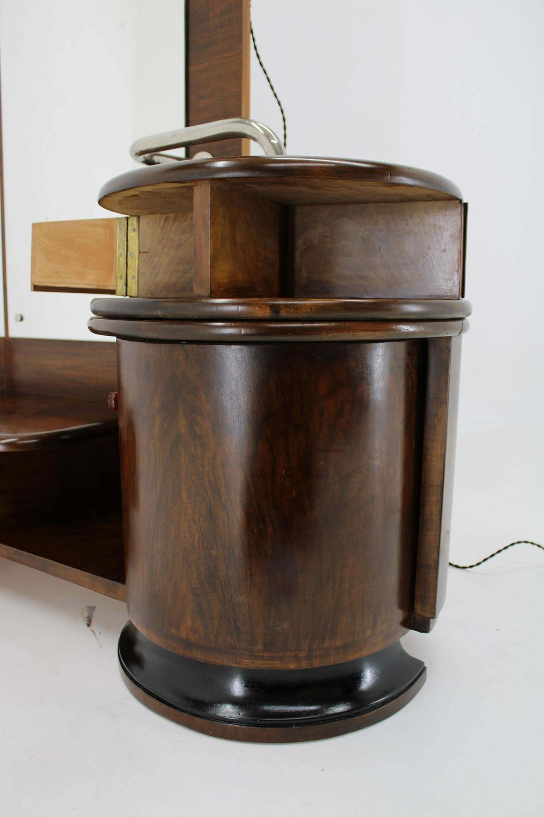 photo furniture 1930s Art Deco Toilet Cabinet With Mirror In Walnut, Czechoslovakia