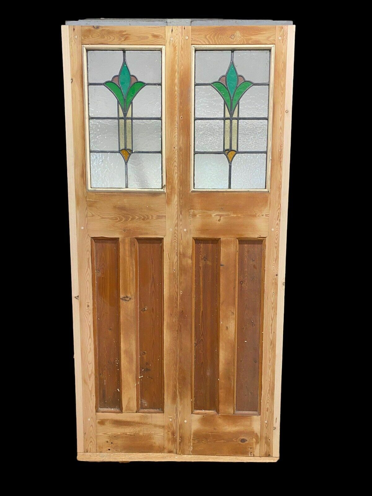 Art Deco Stained Glass French Doors Antique Period Reclaimed Old 20s 30s Leaded photo buy