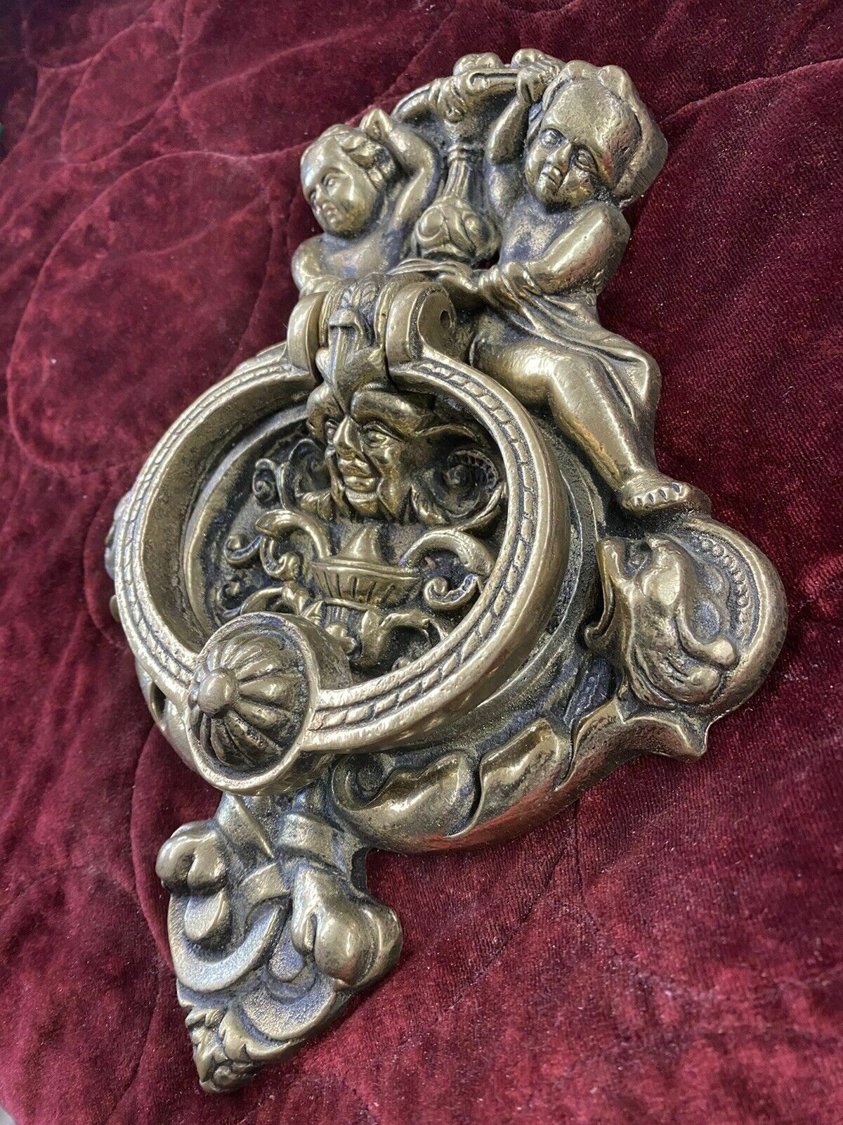Huge Xl Brass Door Knocker Metal Period Reclaimed Architectural Pull Used Old photo buy