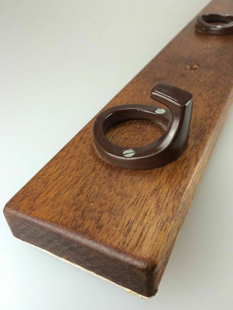60s 70s Cloakroom Hook Cloakrobe Wall Mounted Rack Metal Wood Space Space Age photo for sale