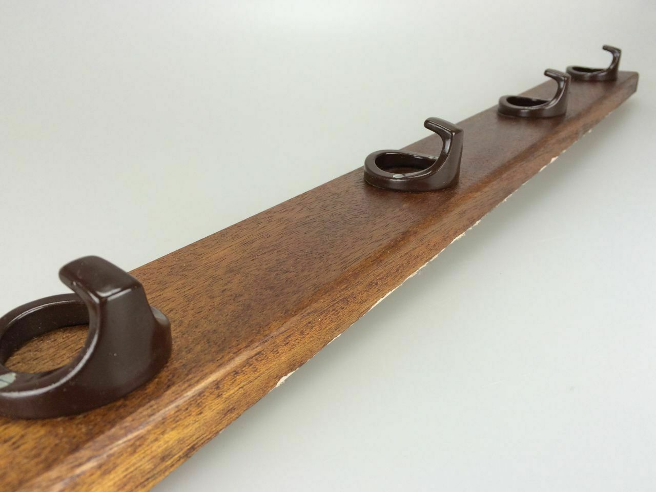 60s 70s Cloakroom Hook Cloakrobe Wall Mounted Rack Metal Wood Space Space Age photo Furniture