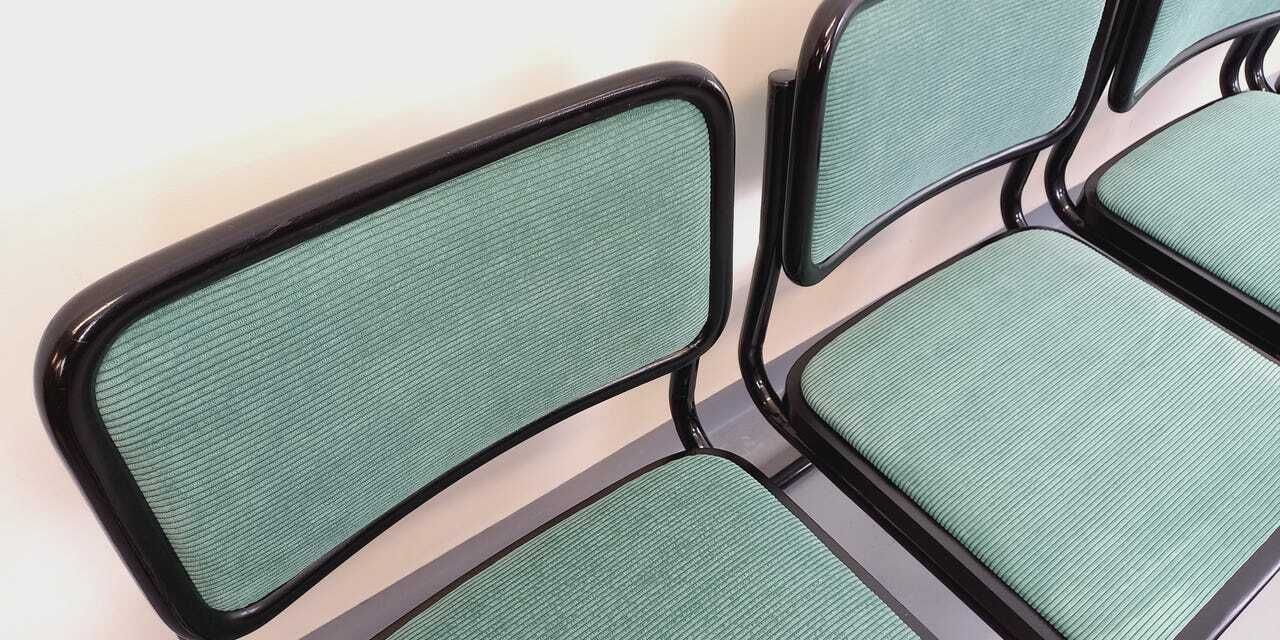 Lot de 4 chaises Marcel Breuer Cesca B32 en métal et tissu photo vintage