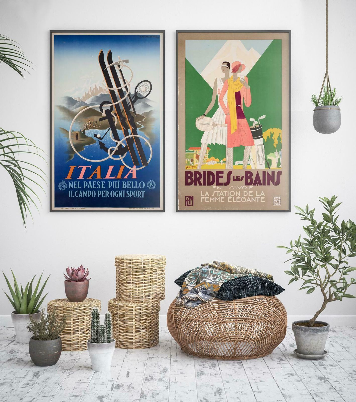 Brides Les Bains 1929 French Railway Travel Advertising Poster, Leon Benigni photo furniture