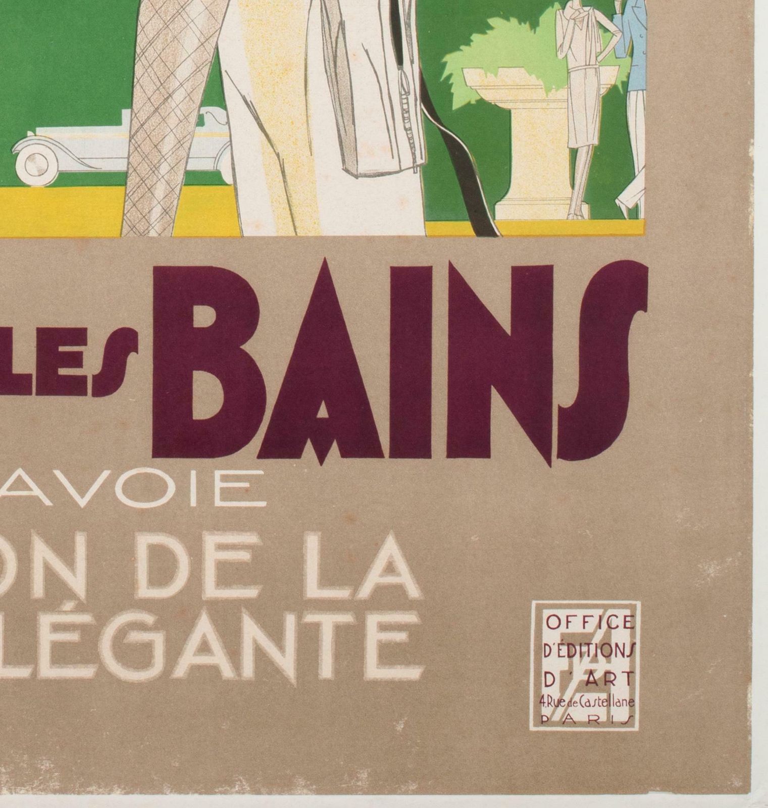 Brides Les Bains 1929 French Railway Travel Advertising Poster, Leon Benigni photo vintage