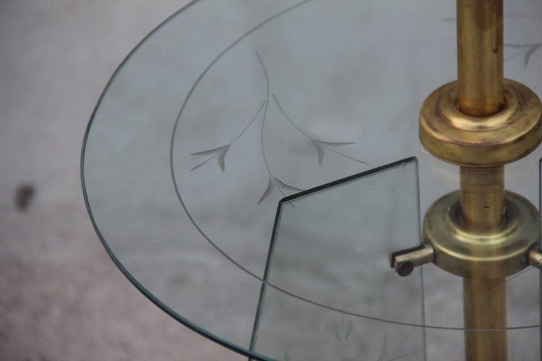Floor Lamp From The 1940s Engraved Glass And Brass Parts photo for sale