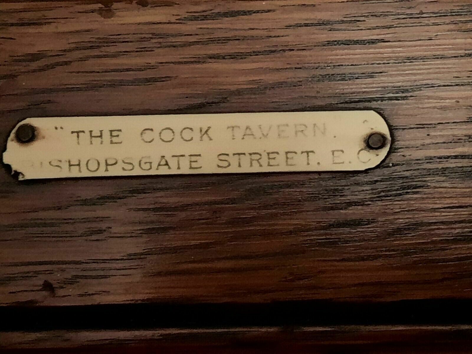 Two Antique Oak Framed Prints The Cock Tavern And The Hand And Shears London photo Art