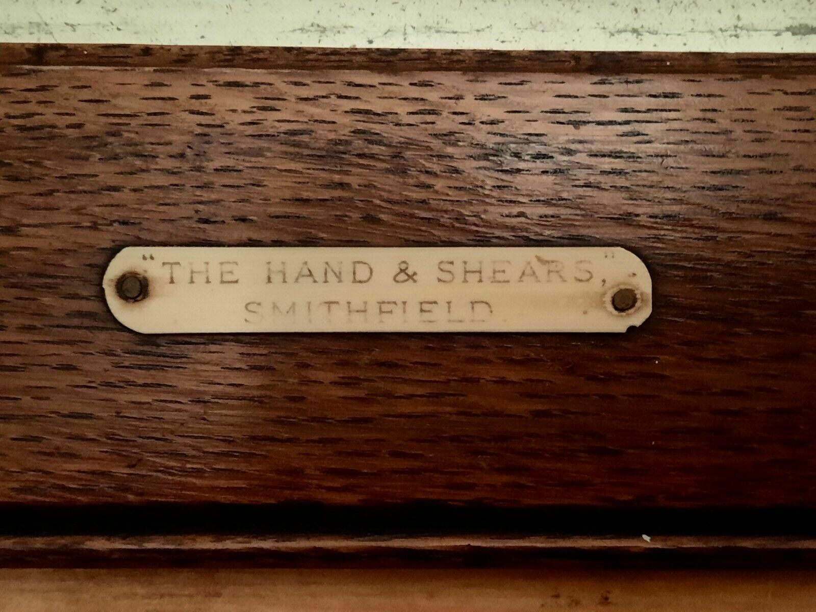 Two Antique Oak Framed Prints The Cock Tavern And The Hand And Shears London photo vintage