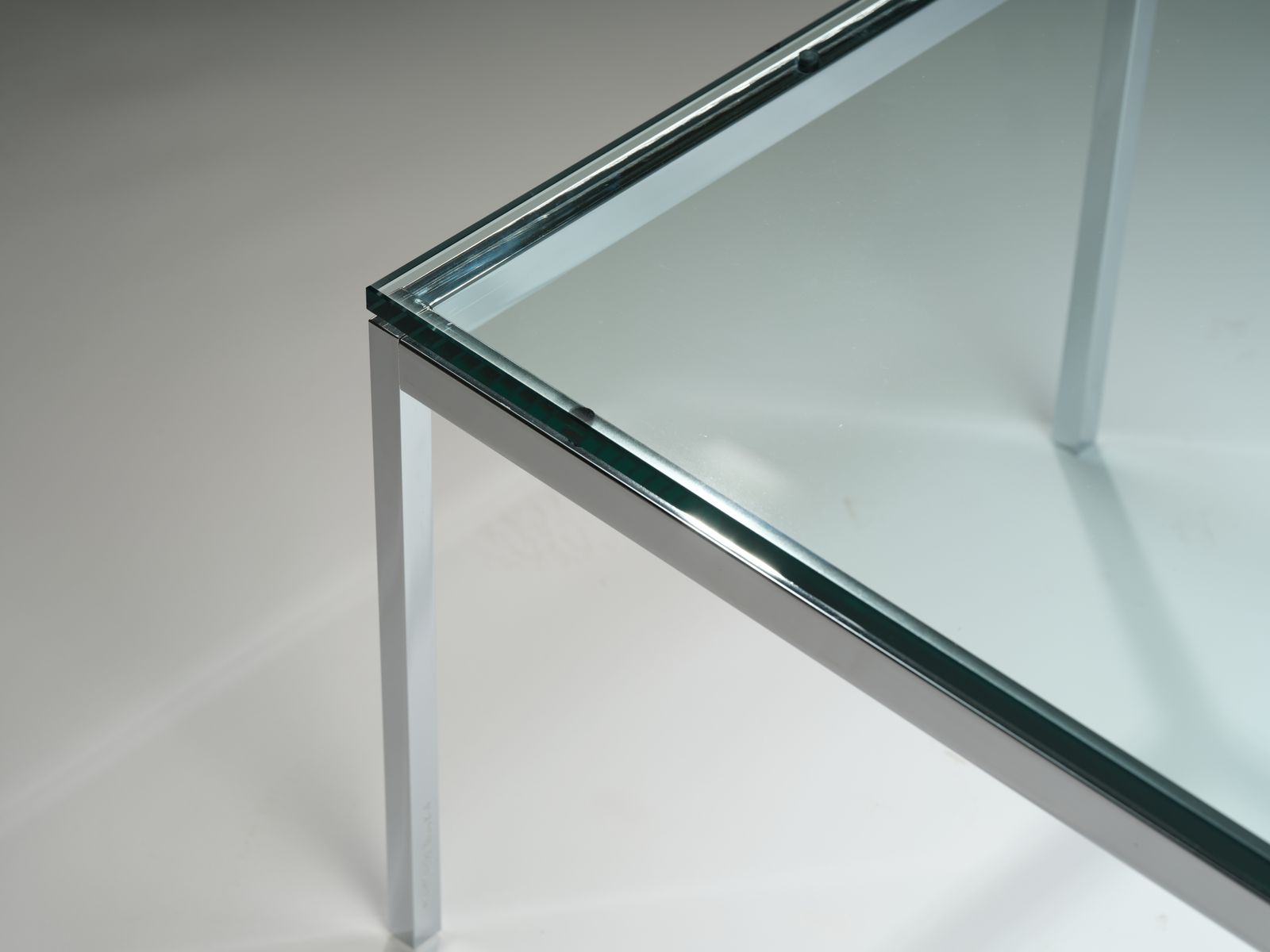 Iconic Florence Knoll For Knoll Studio Chromed Steel & Toughened Glass Coffee Table, Circa 2006. photo furniture