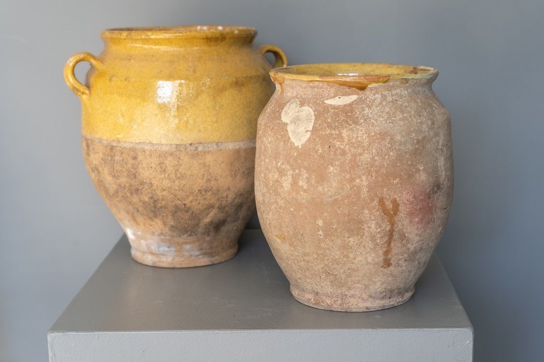 Yellow Glazed Antique French Confit Pot photo vinterior