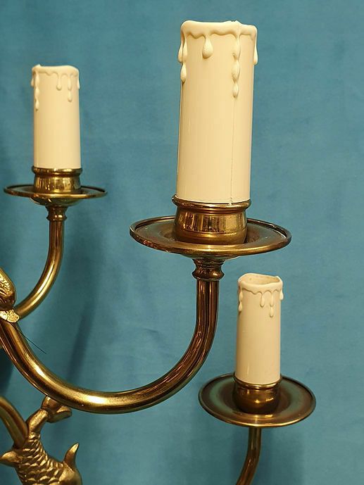 Mid 20th Century Pair Of Dutch Style Brass Chandeliers. Price For Two Chandelier photo Lighting