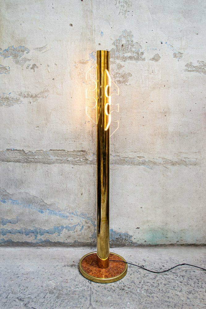 Bright Coat Hanger In Brass, Acrylic Glass And Briar, Italy, 1970s photo furniture