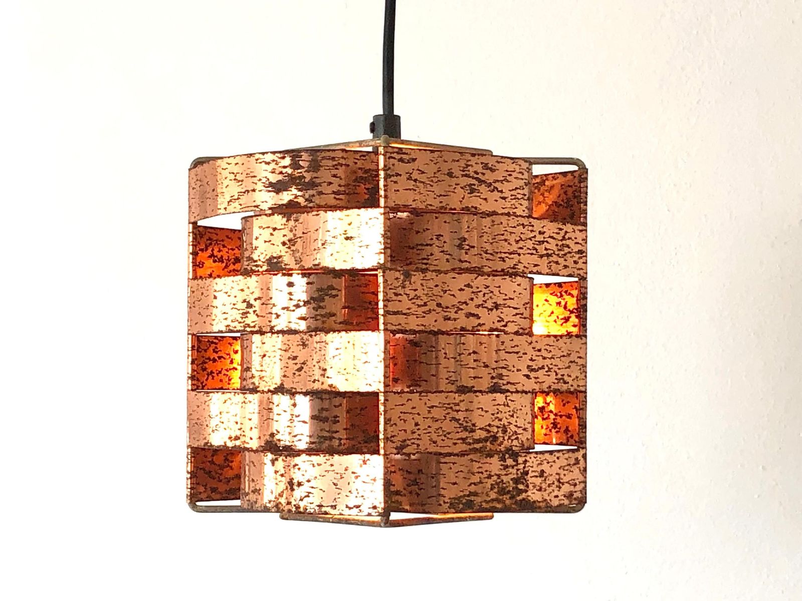 French Max Sauze Mid Century Modern “Mars” Vintage Heavy Patinated Copper Ceiling Lamp With Multilayer Shades   Design From The 1960s photo for sale