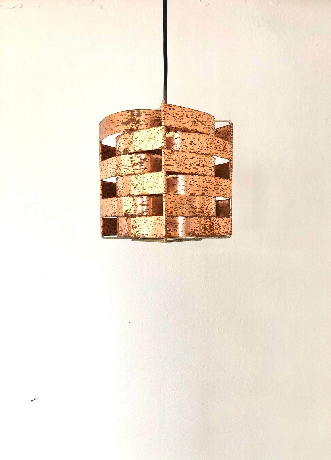 photo vinterior French Max Sauze Mid Century Modern “Mars” Vintage Heavy Patinated Copper Ceiling Lamp With Multilayer Shades   Design From The 1960s