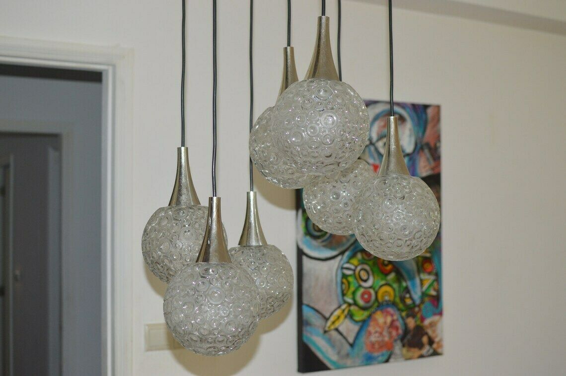Lamp Mid Century Space Age Cascade Sputnik Chandelier 1970. Original photo buy