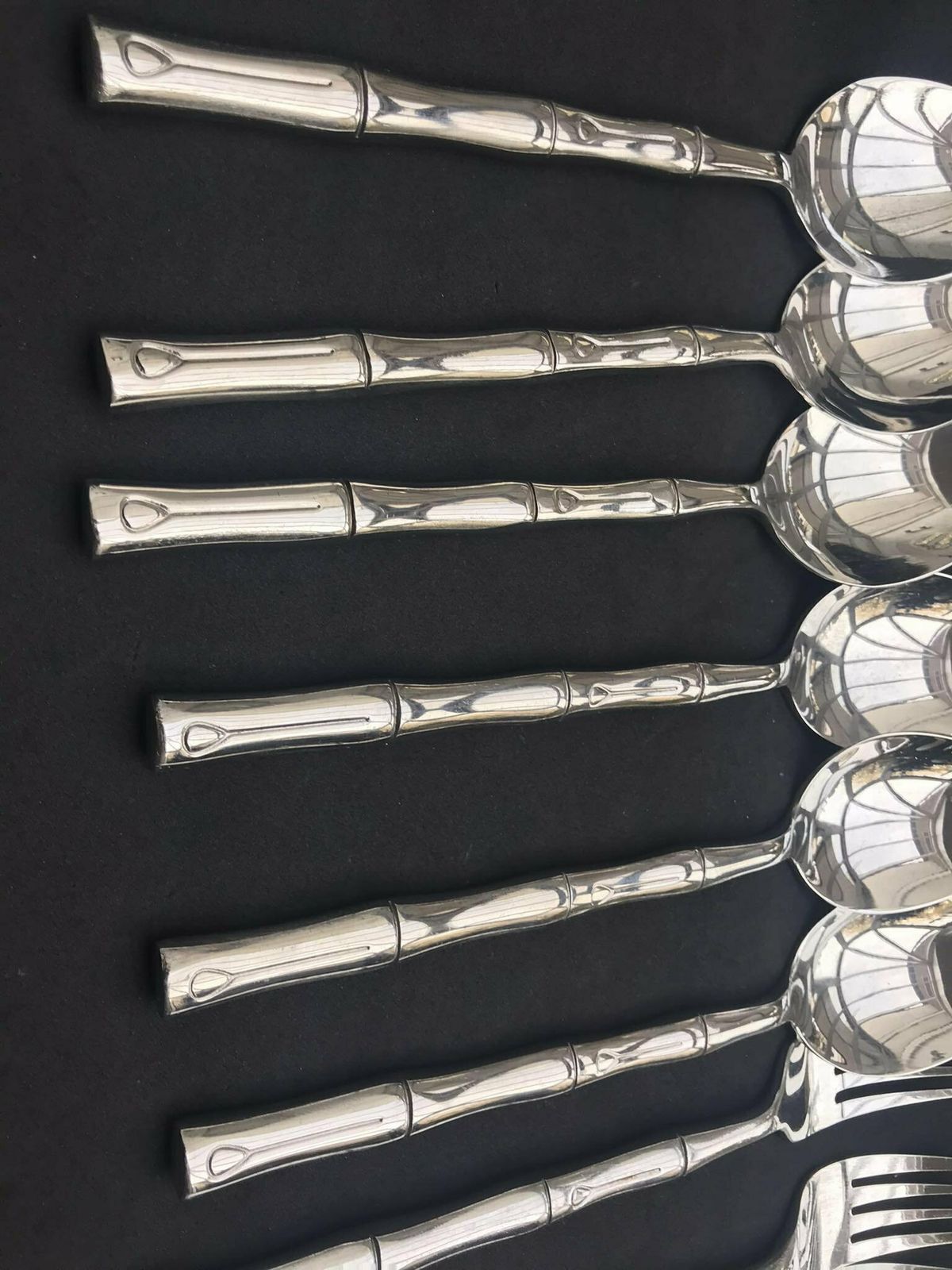 Bamboo Flatware Set 24 Pieces Boho Chic Cutlery Mid Century Vintage Metal Wedding Gift Hollywood Regency Table Decor Family Gift photo 327.0