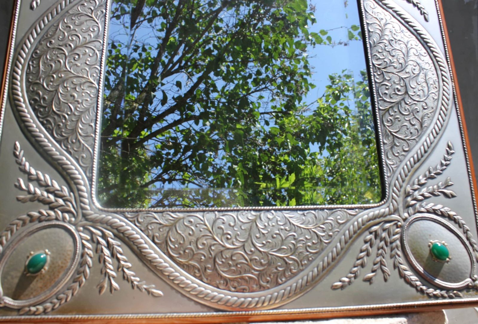 Statement Sterling Silver Mirror By Bruno Castellani, Signed Italian Table Top Makeup Vanity Mirror Ornate Designer Decoration photo buy