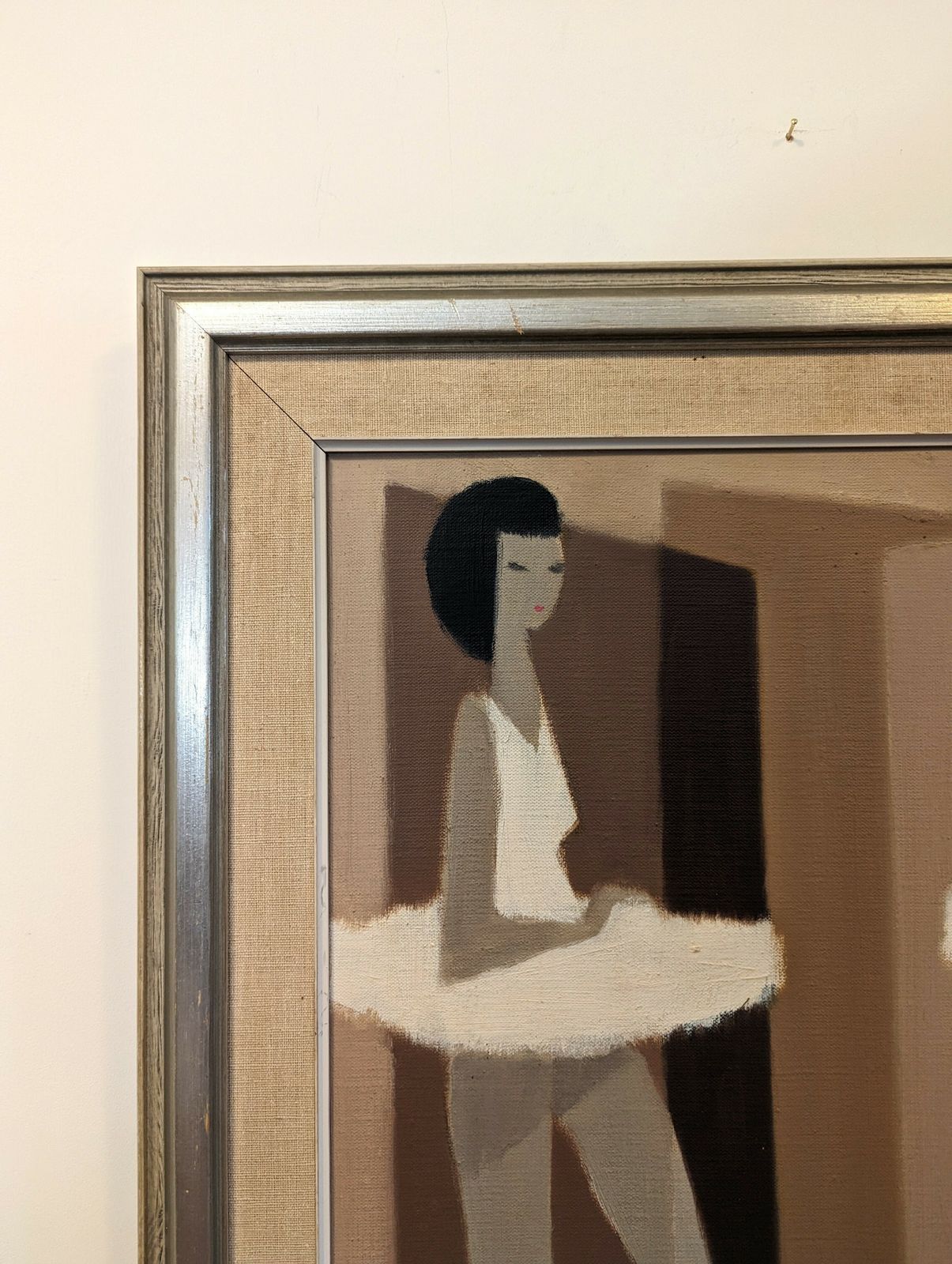 Mid Century Swedish Framed Figurative Oil Painting, Modernist Ballerinas photo 985.0