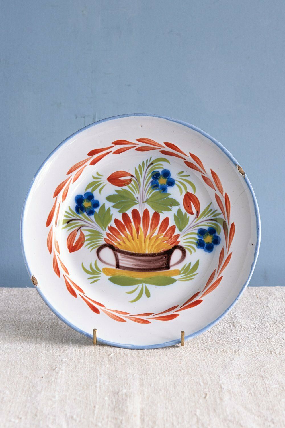 Saint Clement Faience, Pair Of Floral Plates, Early 19th Century photo vinterior