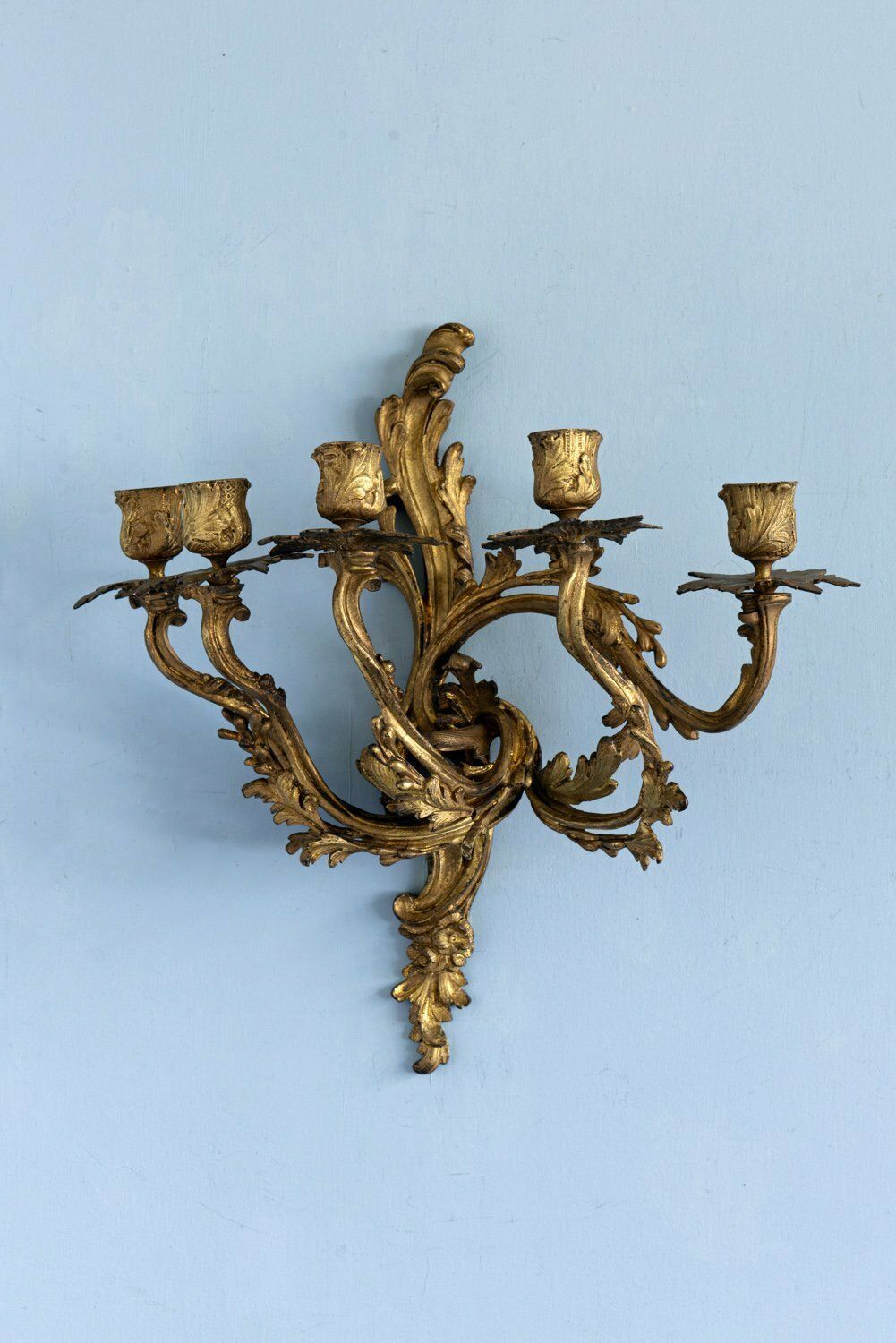 Pair Of French Louis XV Gilt Bronze Sconces, 19th Century