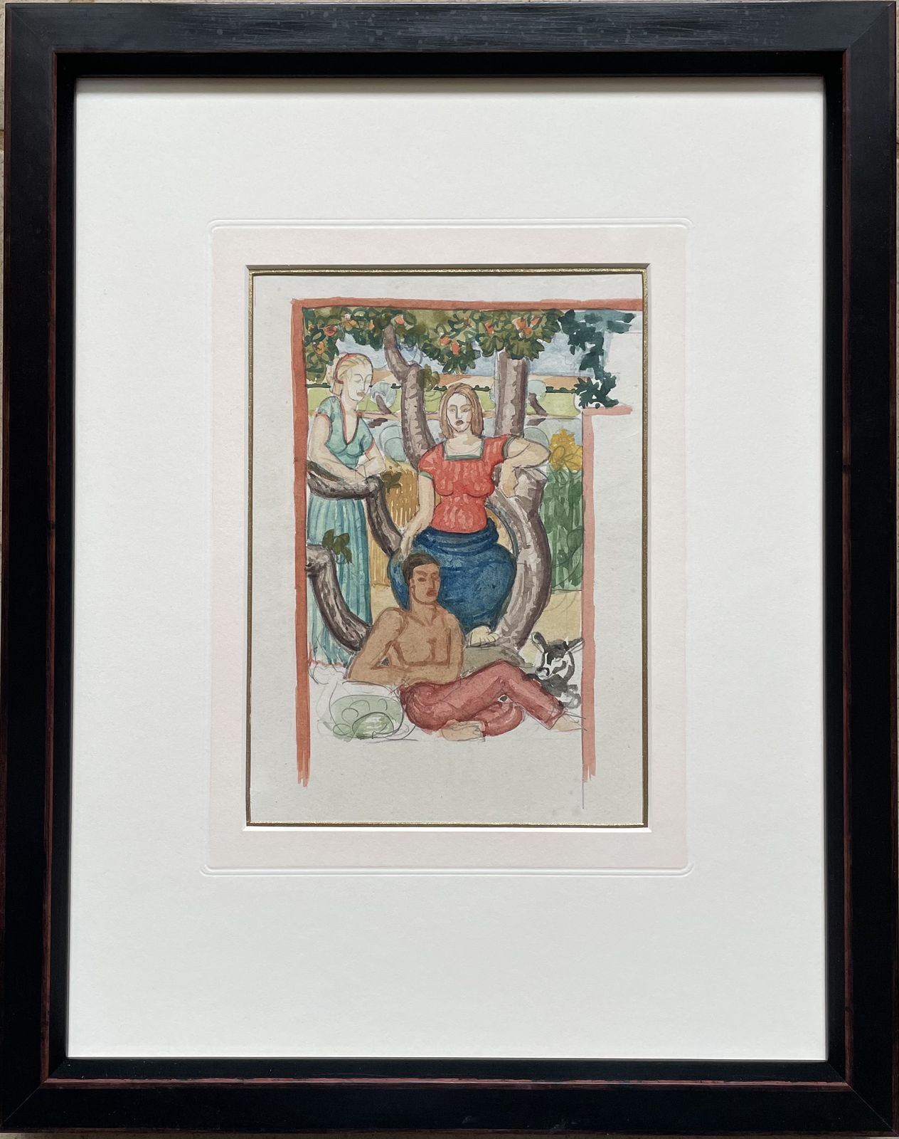 Harry Attwood   1930s British Watercolour Design For A Mural For Eltham Palace photo furniture