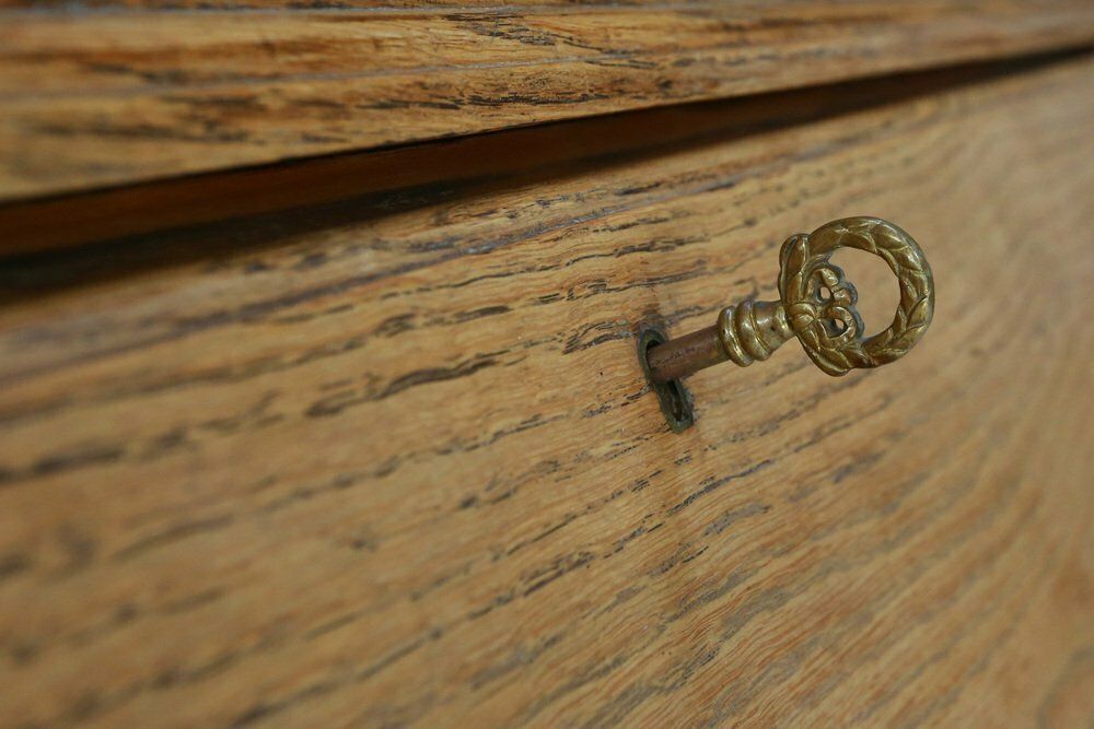 2612.0 English Arts And Crafts Secretary Bookcase, 1910s photo