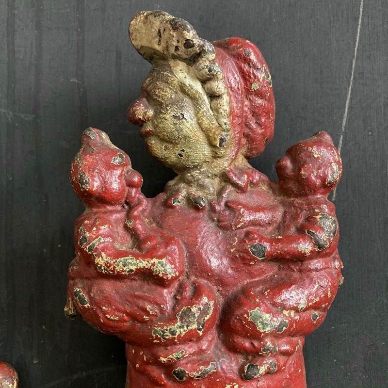Pair Of Cast Iron Door Stops   Ally Sloper And Wife photo furniture