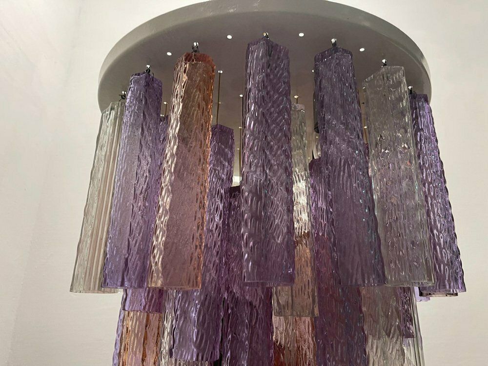 photo for sale Large Murano Glass Tube Chandelier, 1980s
