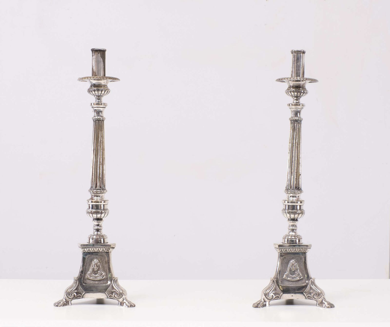 Antique Silver Plated France Church Candle Sticks 1850s