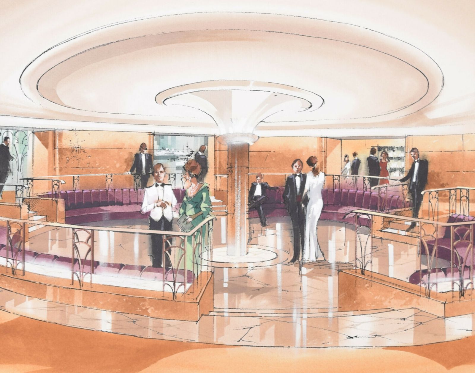 Fahye Design Consultants For Cunard Queen Elizabeth 2 – Midships Lobby