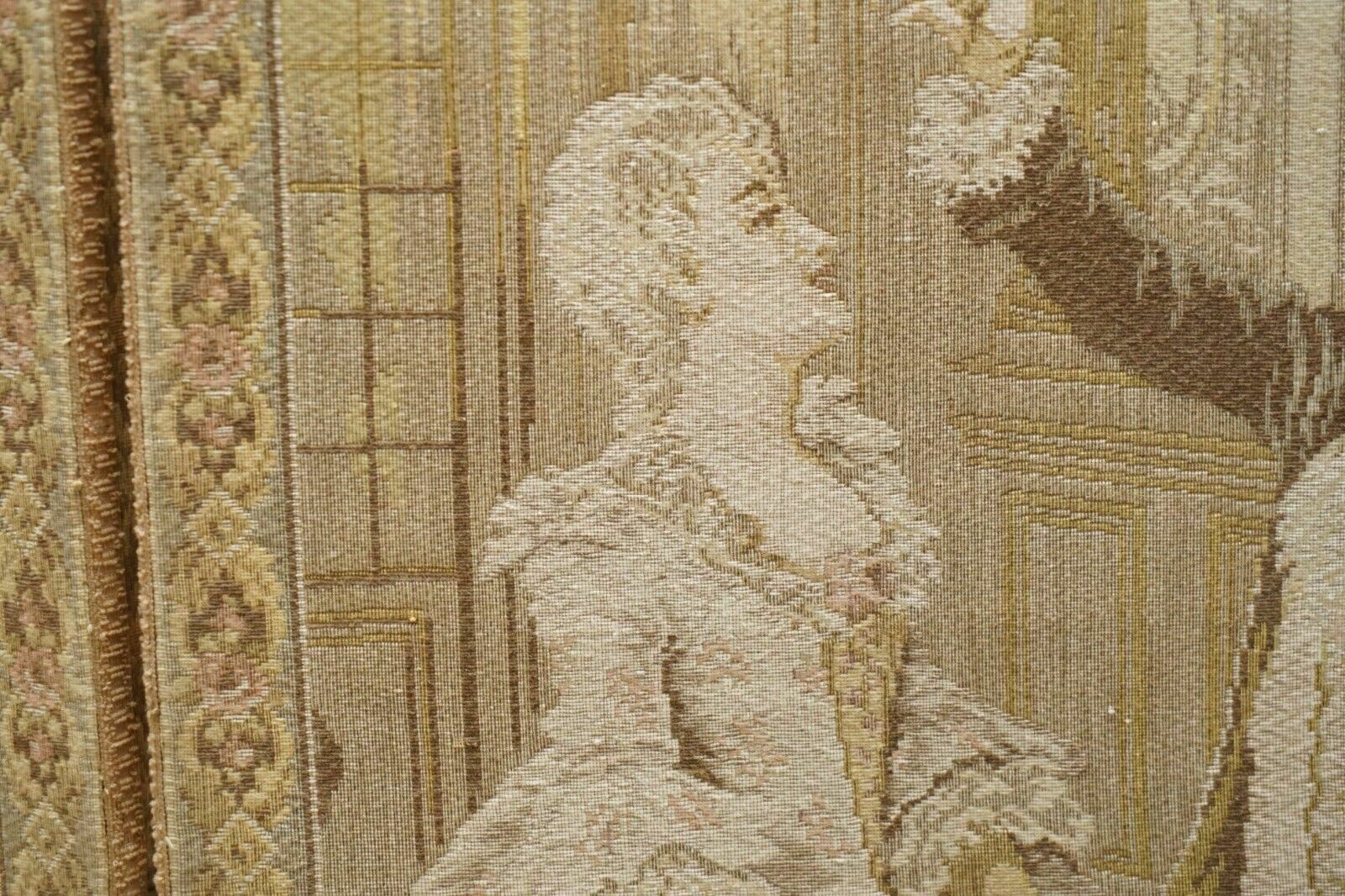 photo vinterior Original Antique Victorian Tapestry Four Panel Folding Screen Of Nobles Dancing