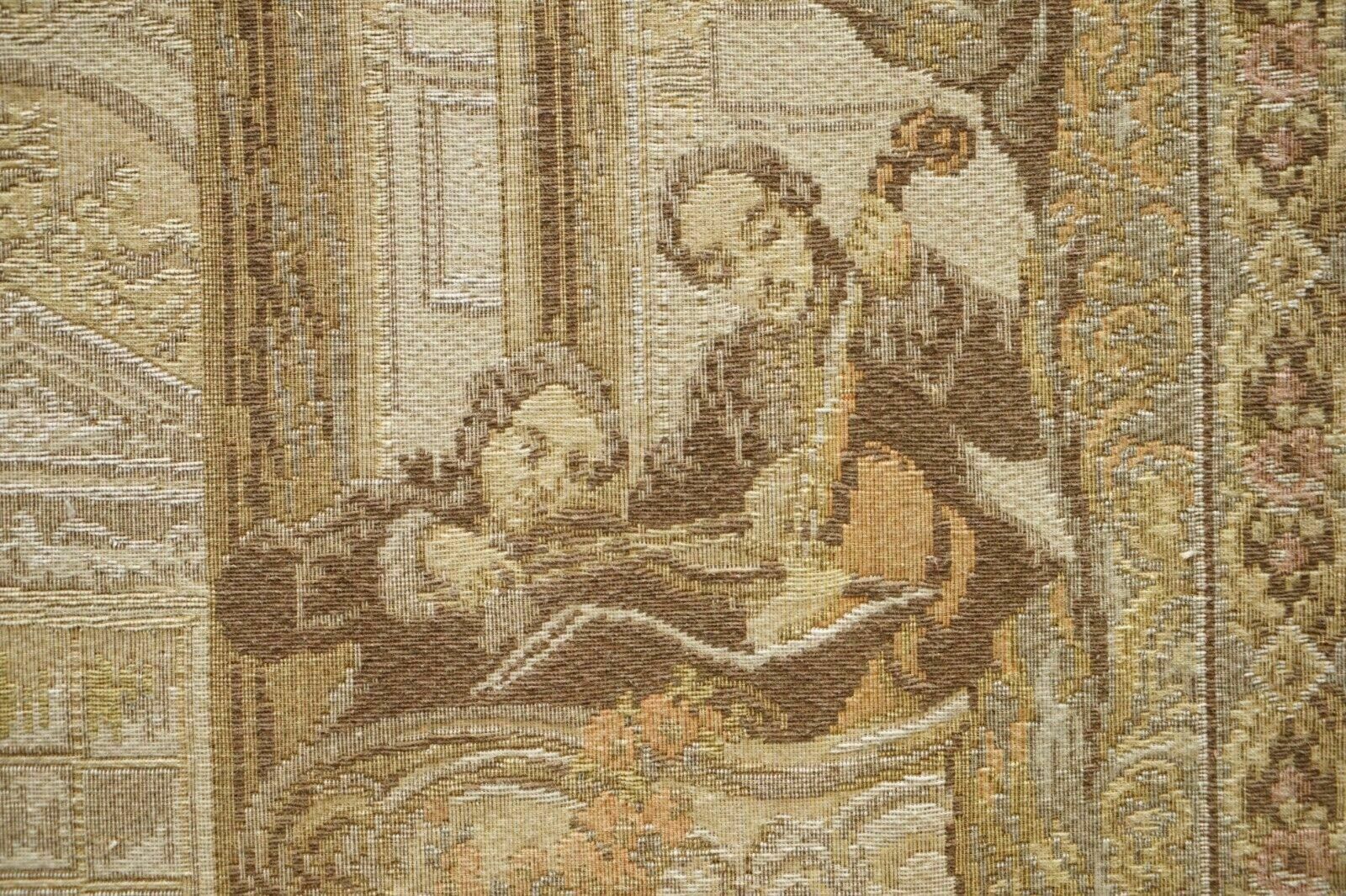 photo buy Original Antique Victorian Tapestry Four Panel Folding Screen Of Nobles Dancing