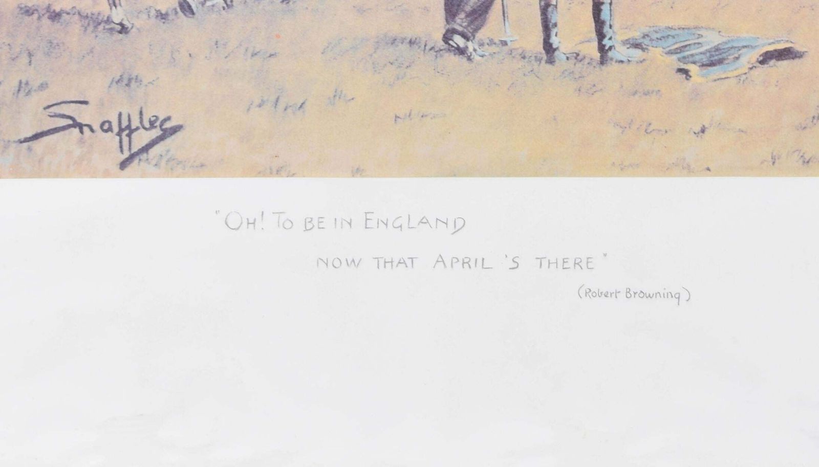 'Oh To Be In England' Signed Horse Racing Print By Snaffles photo for sale