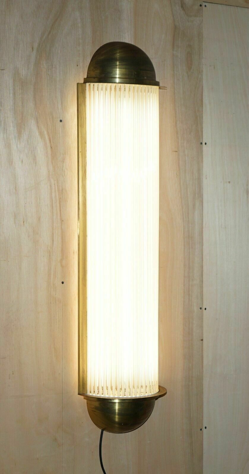 Pair Of Extra Large Art Deco Style Brass Glass Genet Michon Wall Sconces Lights photo for sale
