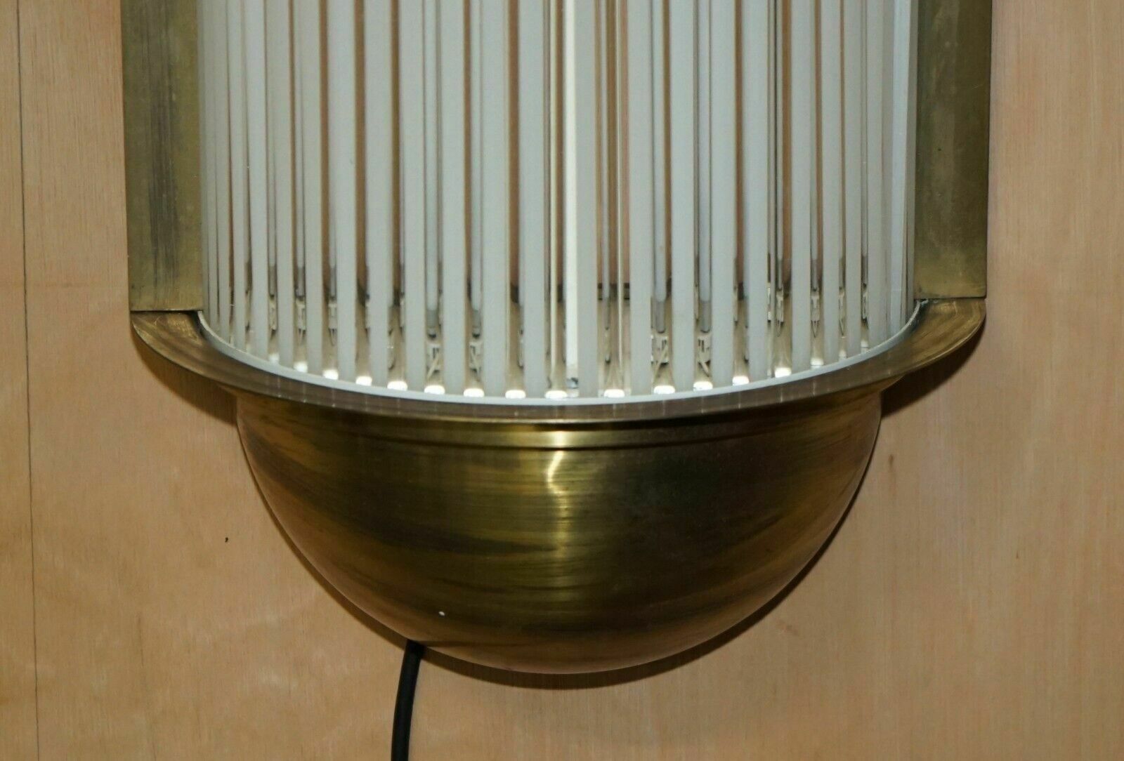 photo furniture Pair Of Extra Large Art Deco Style Brass Glass Genet Michon Wall Sconces Lights