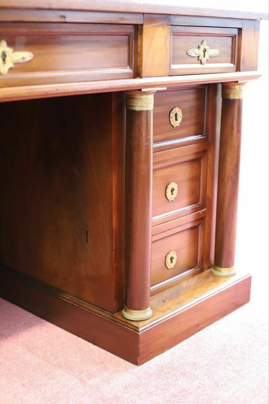 photo vinterior Fine French Empire Style Mahogany Twin Pedestal Desk