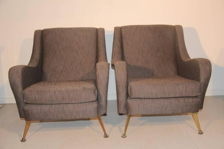 Pair Of Mid Century Italian Design Armchairs Marco Zanuso Style photo for sale