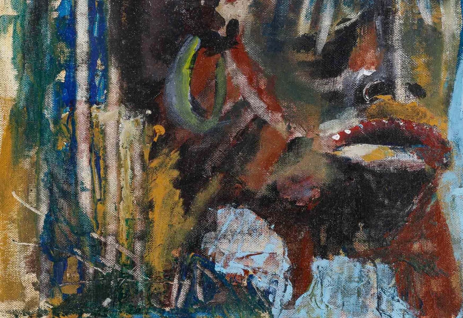 Painting Of An African Mask By Yves Farbos. photo 1430.0